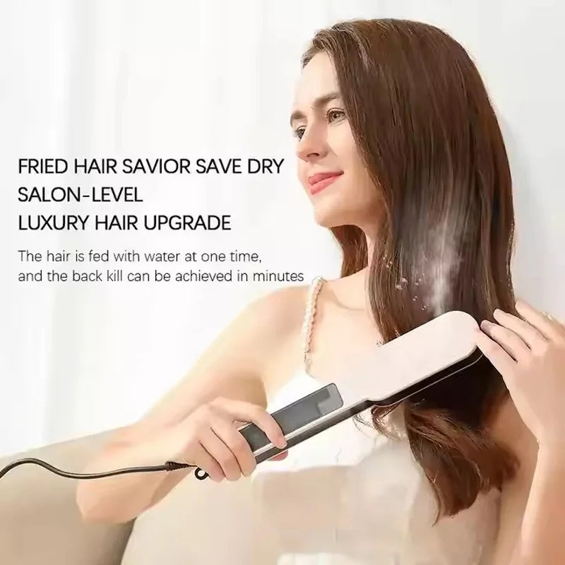 Professional Salon 2In1 Steampod Nano Spray Hair Straightener Beauty Care Hot Steam Ionic Hair Straightening Styler Comb Brush