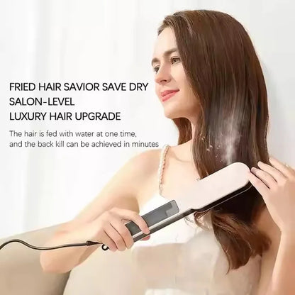 Professional Salon 2In1 Steampod Nano Spray Hair Straightener Beauty Care Hot Steam Ionic Hair Straightening Styler Comb Brush