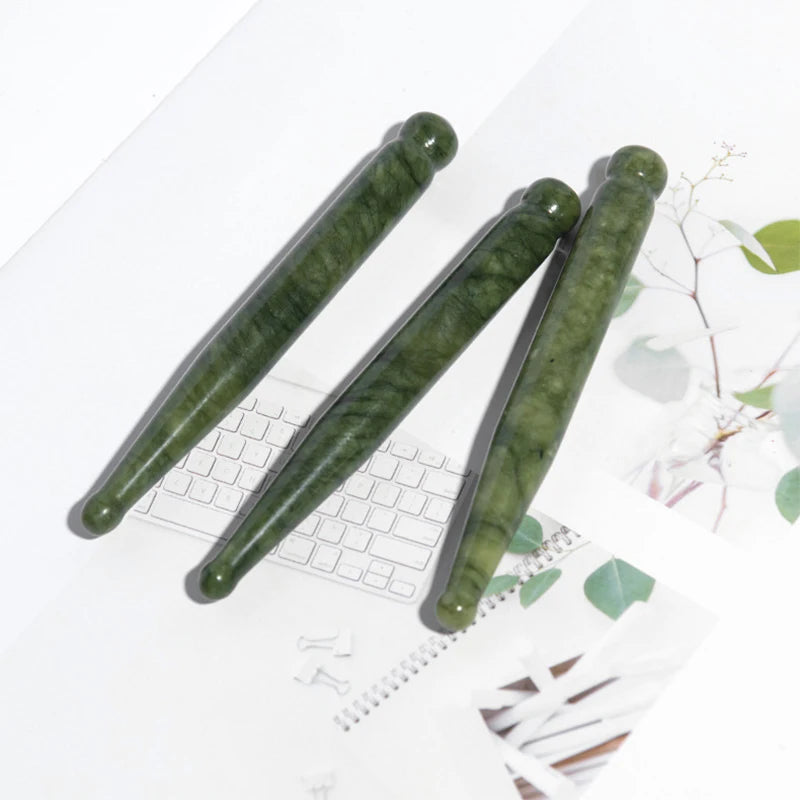 Natural Xiuyu Jade Acupressure Pen Face Scraping Hand Massager Stick Trigger Point Beauty Care Massage Tools