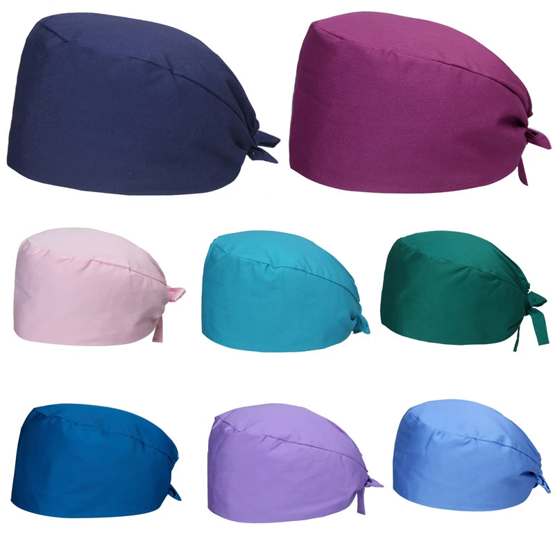 Solid Color Cotton Beauty Care Work Hat Scrubs Caps