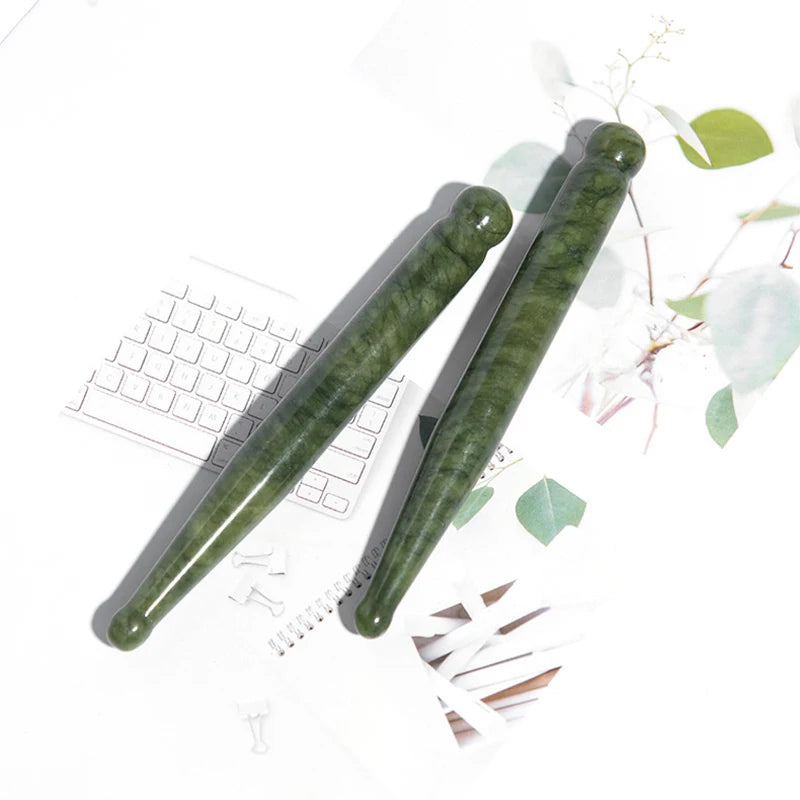 Natural Xiuyu Jade Acupressure Pen Face Scraping Hand Massager Stick Trigger Point Beauty Care Massage Tools