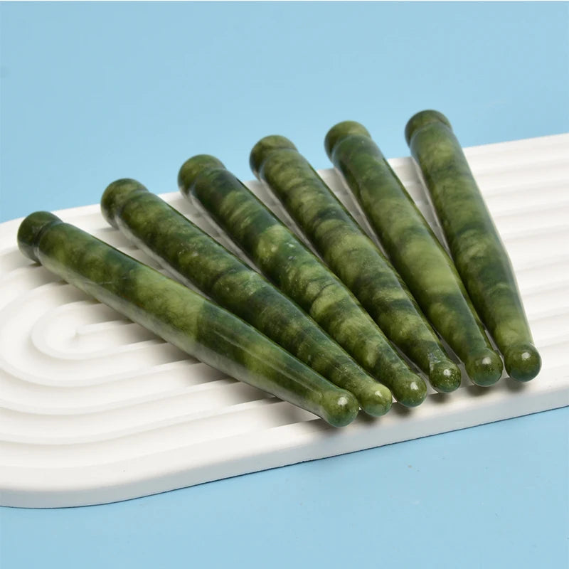 Natural Xiuyu Jade Acupressure Pen Face Scraping Hand Massager Stick Trigger Point Beauty Care Massage Tools