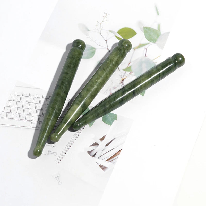 Natural Xiuyu Jade Acupressure Pen Face Scraping Hand Massager Stick Trigger Point Beauty Care Massage Tools