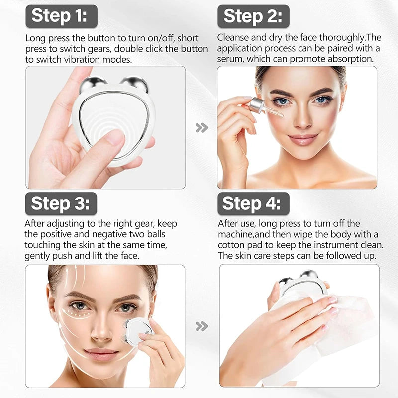Electric Face Massager Lifting Roller Microcurrent Sonic Vibration Facial Lifting Skin Tighten Massage Beauty Care Devices