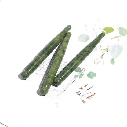 Natural Xiuyu Jade Acupressure Pen Face Scraping Hand Massager Stick Trigger Point Beauty Care Massage Tools